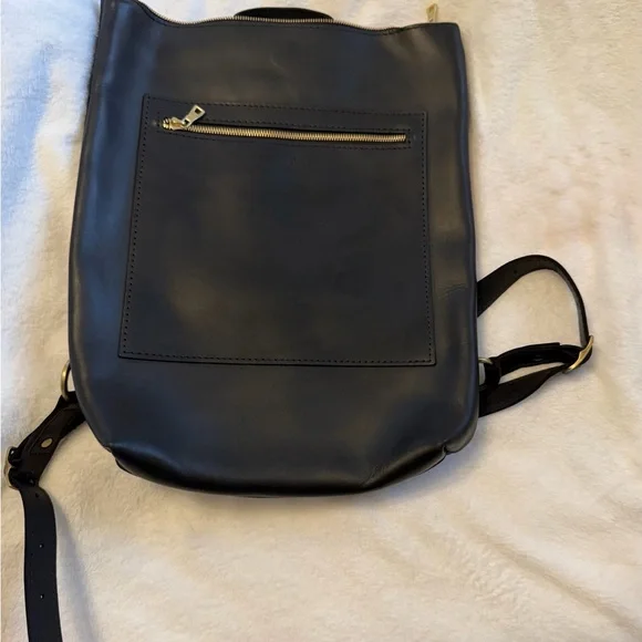 Portland leather company smooth black laptop backpack bag new - Picture 3 of 4